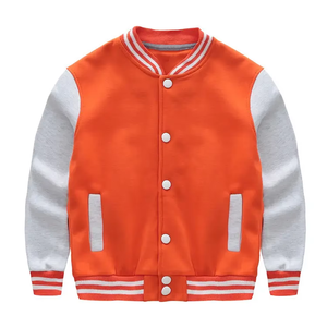 Vente en gros ODM OEM Blouson Letterman blanc pour garçons et enfants avec manches en cuir Bomber personnalisée de haute qualité - Product Image 3