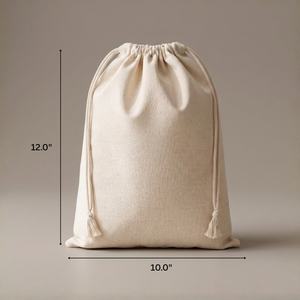 Sac en coton biologique biodégradable Priglob Exim 10x14 pouces avec cordon de serrage, 150 GSM, imprimé à l'écran pour l'emballage artisanal et les courses - Product Image 2