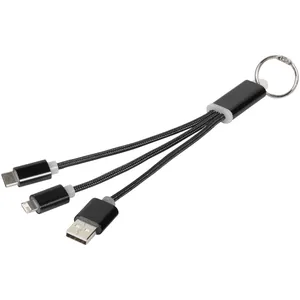 Customizable 3-in-1 Metal <b>Charging</b> <b>Cable</b> Promotional Keychains & Carabiners for Gadgets - Product Image 1