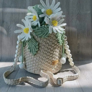 Crochet Bag Women's Crochet Tote Bag Knitted Shoulder Crossbody <b>Handbags</b> Cute Crocheted Bag for <b>Girls</b> OEM Made in Vietnam - Product Image 4