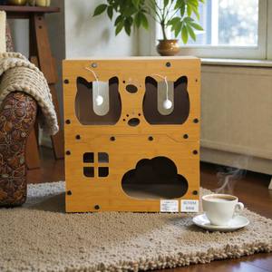 Griffoir pour chat en bois durable, fabriqué en usine au Vietnam, avec deux niveaux, lit cachette pour chaton avec jouets interactifs - Product Image 4