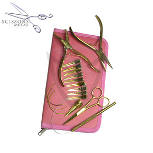 Juego al por mayor de alicates de microeslabones reutilizables Kit de herramientas de extensión de cabello de acero inoxidable dorado de plasma para profesionales - Product Image 5