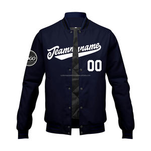 Veste universitaire à col montant style rétro en laine et cuir avec logos d'équipe brodés MCACVJ22 - Product Image 2