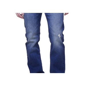 Jeans da Uomo Lazer a Gamba Dritta Blu Denim Taglia 32x34 Vintage Hip Hop Streetwear a Gamba Larga con Tessitura a Maglia Colore Scuro Chiaro - Product Image 6