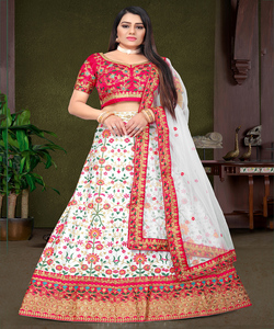 Precio al por mayor de moda de rayón algodón bordado secuencia de trabajo Lehenga Choli Dupatta indio pakistaní étnico prendas de vestir fiestas lehenga choli - Product Image 5