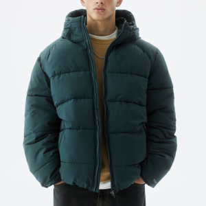 Veste matelassée imperméable à capuche pour homme avec logo frontal personnalisable, vêtement d'extérieur décontracté pour l'hiver, pour un confort quotidien - Product Image 5