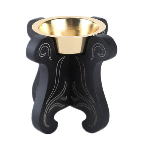Quemador de Incienso Bukhoor de Madera Negra de Lujo, Portátil, Estilo Árabe, Mubkhar con Copa Dorada de Metal, Porta Incienso Oud de Oriente Medio, Decoración Moderna para el Hogar - Product Image 1