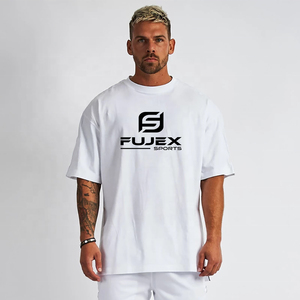 T-shirts pour hommes de haute qualité, cool, pour jeunes, 260 grammes, vente en gros, personnalisés, col rond, manches courtes, respirants, en coton/polyester, blancs, unis - Product Image 1