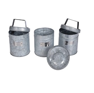 Designer Set Of 3 Galvanized <b>Storage</b> <b>Containers</b> Stylish Durable And Functional Organizer Perfect For Seasonal <b>Kitchen</b> Pantry Use - Product Image 2