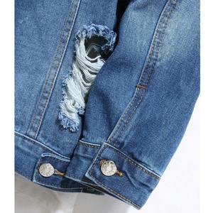 Stylish Light <b>Blue</b> Denim Quilted Jacket <b>Men</b> Winter Breathable Pocket Ripped Design Stand Collar Plus Size Custom Size High - Product Image 2