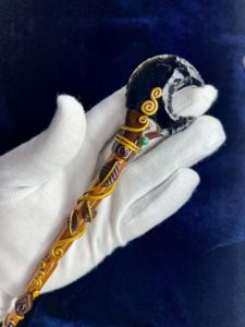 Varita mágica de madera hecha a mano con obsidiana negra, cristal de Luna, bruja y varita de Mago para regalos y coleccionistas de Cosplay - Product Image 6