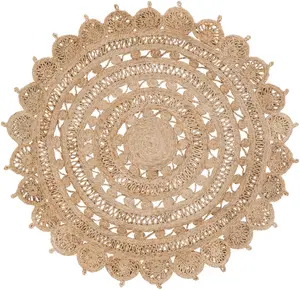 Alfombra de escalera trenzada tejida a mano de yute Natural 100% indio bohemio, Mantel Individual para sala de estar, alfombra decorativa de cáñamo, corredor - Product Image 6