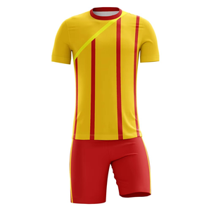 Uniforme de fútbol naranja y amarillo con logotipo bordado Venta al por mayor Nueva llegada Ropa deportiva transpirable Camiseta de fútbol - Product Image 6