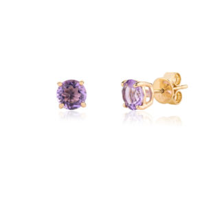 Luxury 100% Natural Amethyst <b>Stud</b> Earrings New Fashion Design 14k Solid Yellow Gold for Engagement Wedding Anniversary Gift - Product Image 3