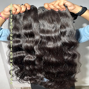 Extensiones de Cabello Natural de Calidad de Exportación 100% Crudo, Ondulado Natural, Doble Trama, Puntas Completas, Cabello Indio de un Solo Donante, Cabello Virgen Remy - Product Image 1