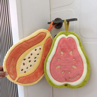 Cute Fruit Shaped Hanging Coral Velvet Super Absorbent Microfiber Kitchen Towel Quick Dry Bathroom Dish Cloth Hand Towel