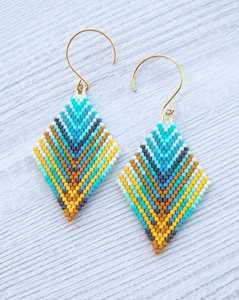 Embroidered Statement Dangle <b>Earrings</b> Embroidered Minimalist <b>Earrings</b> - Product Image 5