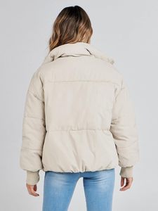 women's puffer jacket plus size quilted insulated <b>padded</b> lightweight long hooded zipper closure breathable women's Puffer jacket - Product Image 3