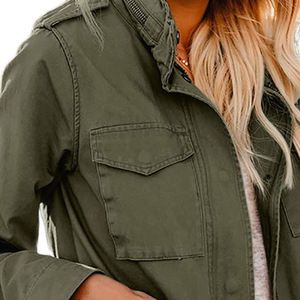 Último diseño moda Tendencia Invierno transpirable Mujer chaqueta de alta calidad con cremallera chaqueta de lona de algodón para mujer - Product Image 5