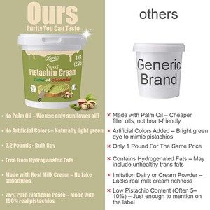 Vente en gros de crème de pistache 1kg de beurre de pistache italien doux pâte en vrac et tartinade pour boulangerie dessert crème glacée pâtisserie - Product Image 6