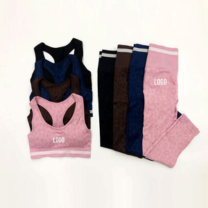 Conjunto de Yoga de 2 Piezas: Top Corto Azul Sólido con Espalda Cruzada y Leggings de Cintura Alta, Ecológico, Transpirable, de Secado Rápido y Elástico - Product Image 5