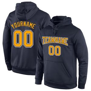 Direct Industry Wholesale 3D Embroidered Custom Stitched <b>Navy</b> Gold-White Sports Pullover Sweatshirt Hoodie - Product Image 1