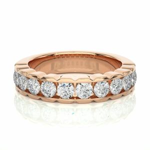 Anillo de Boda de Laboratorio con Corte Redondo y Engaste de Canal para Mujer - Product Image 6