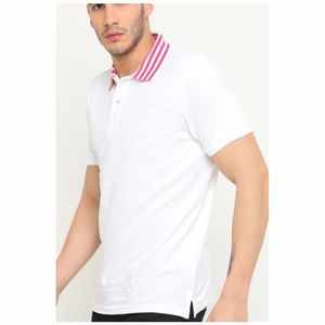 เสื้อยืดผู้ชายปักโลโก้ใหม่เสื้อคอปกพิมพ์ลายลำลองแขนสั้นแบบถักสำหรับสไตล์โปโล - Product Image 3