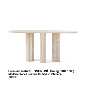 Table à manger extérieure en travertin naturel de qualité supérieure, table ronde moderne pour 6 personnes, meubles en pierre pour usage extérieur - Product Image 2