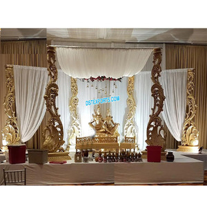 Mandap de mariage indien du sud avec motif paon doré, piliers de mariage à motif paon doré, Mandap indien Shiva Parvati, Vente 2026 USA - Product Image 1