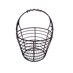 New Design Iron <b>Basket</b> Metal Round <b>Wire</b> <b>Basket</b> With Handle Dead Matt Black PC Halloween Decoration Laundry <b>Basket</b> - Product Image 1