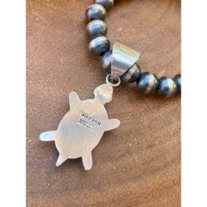 Merle House Turtle Pendant Multi-Stone & Sterling Silver Inlay Featuring Animal Shape & Pattern - Product Image 5