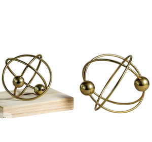 Handcrafted Metal Sculpture Table Top <b>Ornaments</b> Decorative Golden Finished Circular Design Sculpture <b>Ornament</b> For Table Top Use - Product Image 4