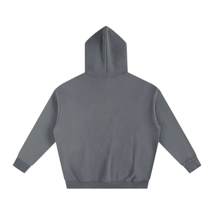 Sweat à capuche gris en molleton de coton premium, uni, sans motif, surdimensionné, unisexe, décontracté, streetwear, vente en gros - Product Image 6