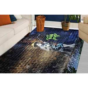 Tapis Banksy Fishing Boy : Décoration artistique graffiti, tapis antidérapant, tapis fin non tissé - Product Image 1
