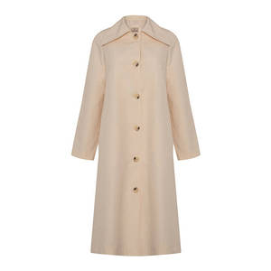 Manteau trench beige vintage pour femme, coupe raglan, doublé, avec boutons et imprimé - Product Image 1