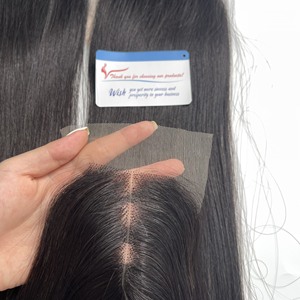 Cierre recto de hueso 2x4 encaje transparente sin borde parte media extensiones de cabello vietnamita crudo Color personalizado - Product Image 6