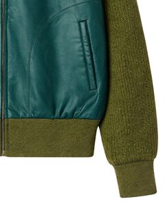 Veste zippée en simili cuir vert sarcelle de qualité supérieure pour homme, col côtelé, vêtement d'extérieur décontracté pour l'hiver, manteau élégant et tendance - Product Image 5