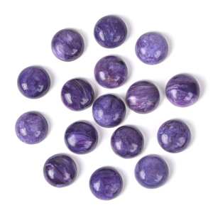 Charoite อัญมณีธรรมชาติทรงกลมหลวมอัญมณีแร่สีม่วงสำหรับทำเครื่องประดับ - Product Image 1