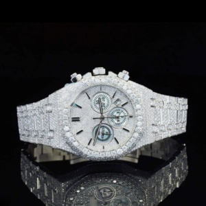 Reloj personalizado Hip Hop Moissanite VVS, esfera de diamante, movimiento automático, de 41mm esfera de cristal, ventana de reloj, reloj analógico de rapero de Hip Hop - Product Image 1