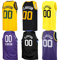 Unisexe Utah # Maillot de basketball Clarkson imprimé par transfert thermique, édition classique City, respirant, séchage rapide, grande taille, pour adulte