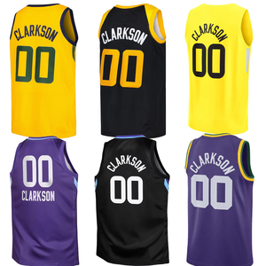 Utah pour hommes # Maillot de basket Clarkson brodé édition classique City pour adulte, respirant, séchage rapide, grande taille, court, 100% coton - Product Image 1
