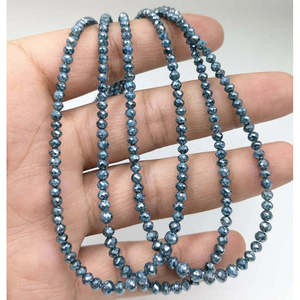 Perles de diamant bleu naturelles de 3-4 mm, facettées et rondes, pour la fabrication de bijoux avec des diamants en vrac - Product Image 4