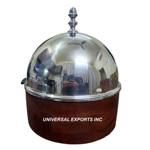 Walnut Finished Wooden Hotpot With Mirror Polish Lid Round Shape Dinnerware Casserole Latest Collection Fancy Metal <b>Food</b> <b>Warmer</b> - Product Image 1