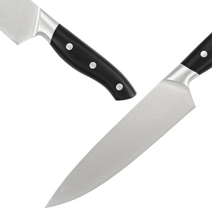 Venta al por mayor personalizado OEM ODM cubertería de fábrica Damasco de acero inoxidable de mango forjado cuchillo de cocina cuchillo de Chef con mango negro - Product Image 4