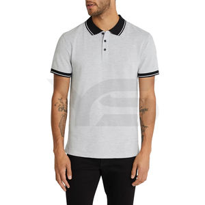 เสื้อโปโลกอล์ฟของผู้ชายเสื้อ100% ผ้าสแปนเด็กซ์/ ผ้าฝ้ายสีพื้นเสื้อ100% เสื้อยืดสไตล์ลำลองโลโก้แบบกำหนดเอง - Product Image 1