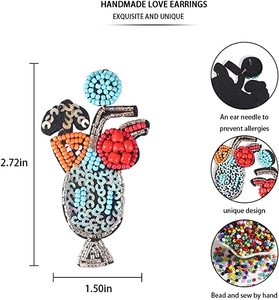 Último diseño hecho a mano bohemio declaración cuentas pendientes moda fiesta gota colgante joyería para mujer regalo - Product Image 4