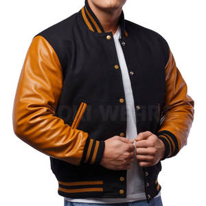 Veste Letterman légère Veste d'hiver Letterman à boutons couverts Veste Letterman en cuir et laine - Product Image 5