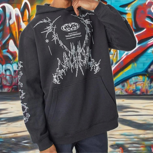 2025 vente en gros 500Gsm respirant polaire lavage à l'acide brodé 100% coton lourd Vintage surdimensionné pull solide imprimé - Product Image 2