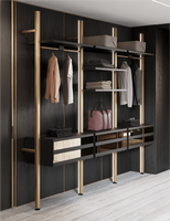 Ensemble de meubles de chambre à coucher modernes et personnalisés de style italien, lit king size en bois, armoire avec panneau mural Boiserie rétroéclairé par LED